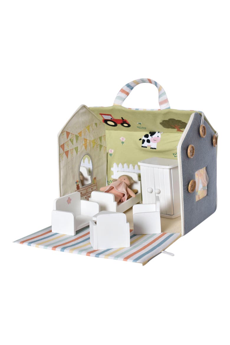 Cotton Dollhouse with Wooden Furniture, Alternate, color, NO COLOR