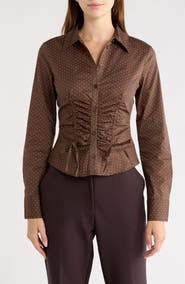 Madden Girl Ruched Button Front Shirt