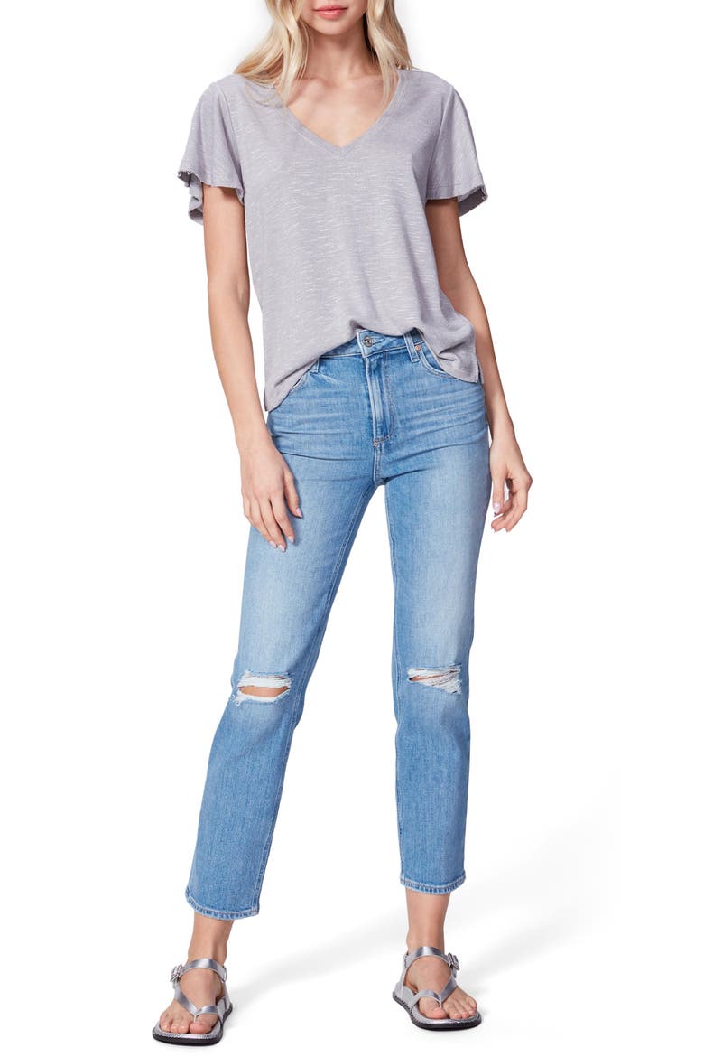 Rochel Ruffle Sleeve T-Shirt, Alternate, color, BRT HTR GR