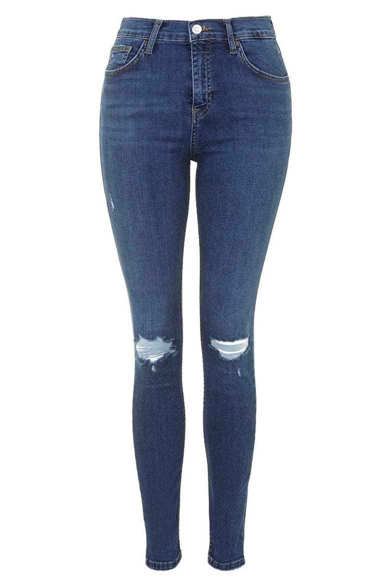Jamie Ripped High Waist Ankle Skinny Jeans, Alternate, color, MID DENIM