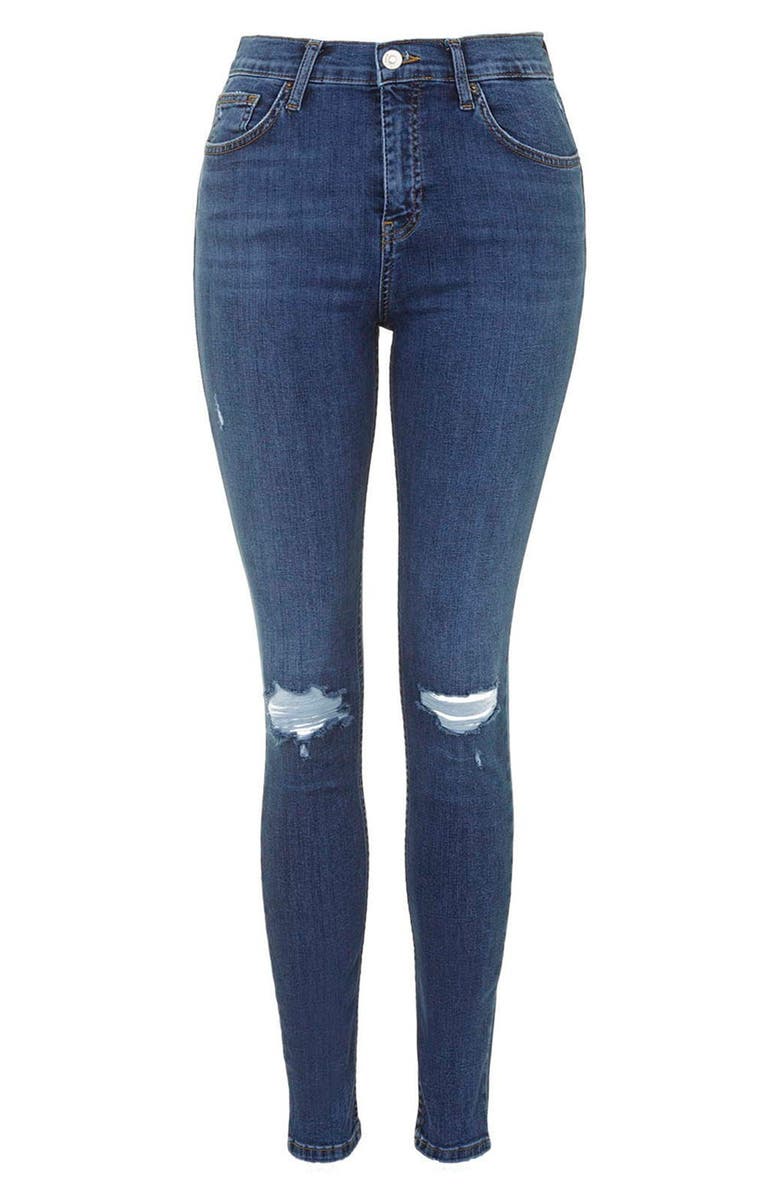 Topshop Jamie Ripped High Waist Ankle Skinny Jeans, Alternate, color, 