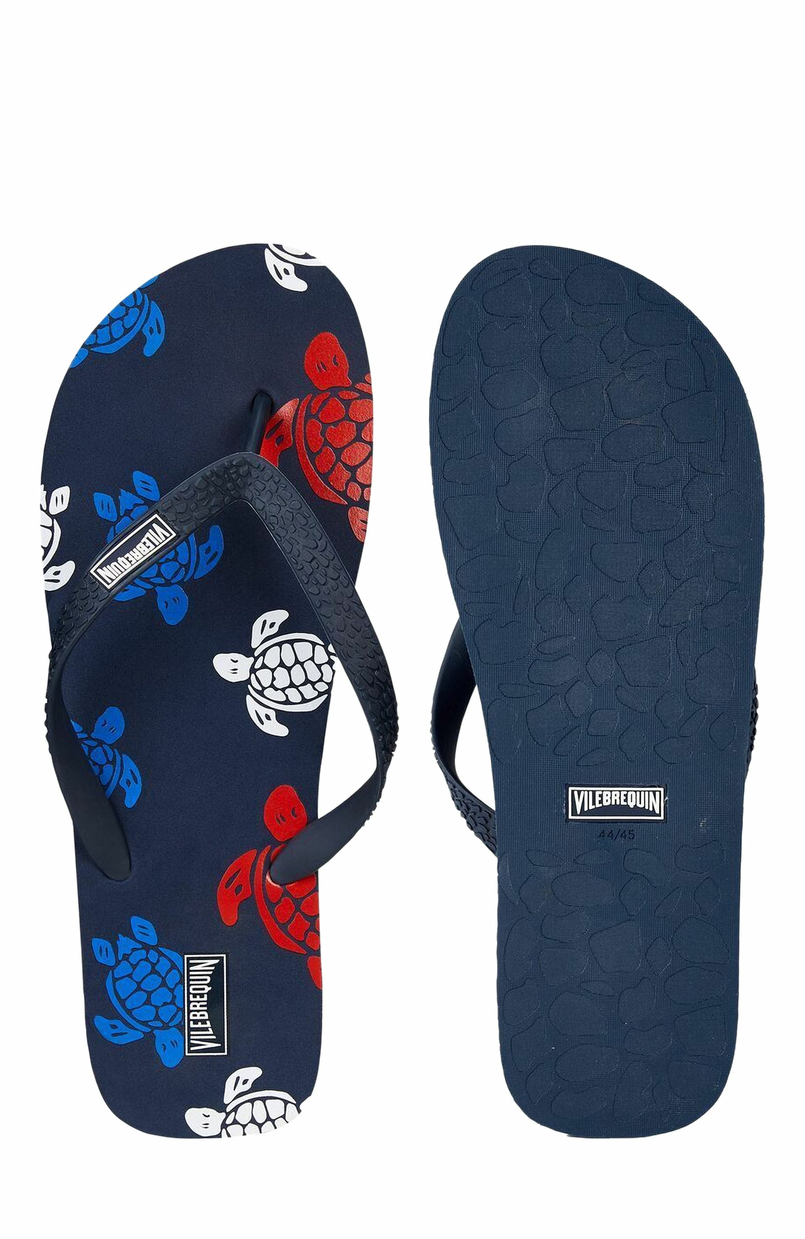 Vilebrequin Men's Tortues Multicolores Flip Flops, Alternate, color, Bleu Marine