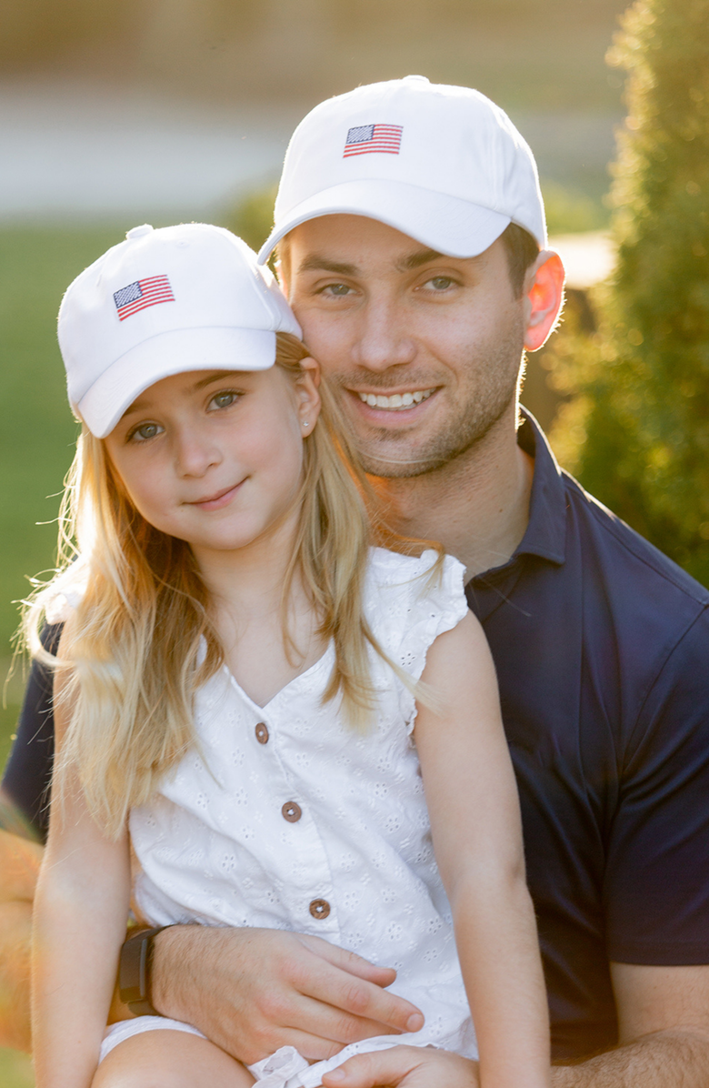 Bits & Bows American Flag Bow Baseball Hat, Alternate, color, White