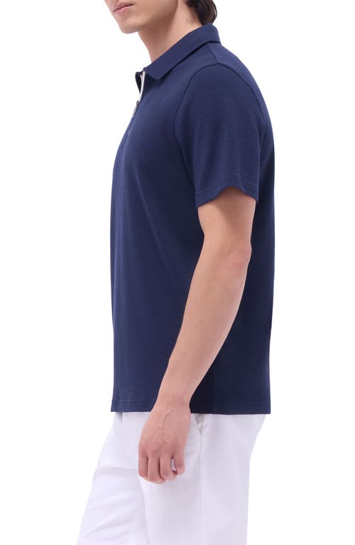 Bugatchi Quarter Zip Polo In Navy
