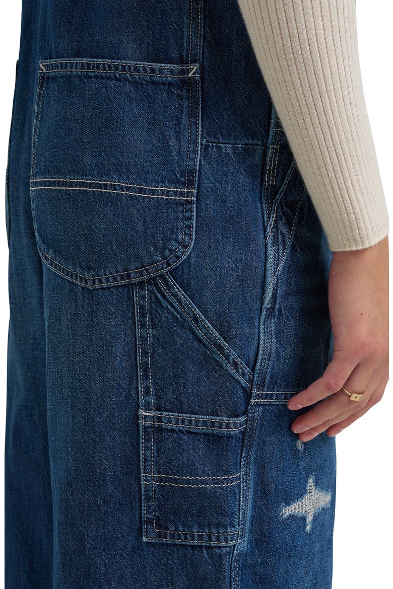 Distressed Relaxed Denim Overalls, Alternate, color, BLUE THEORY