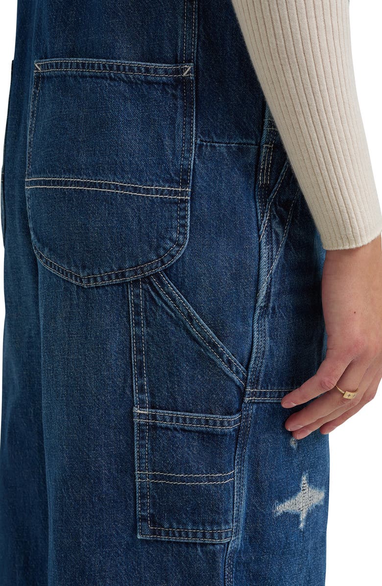 Lee Distressed Relaxed Denim Overalls, Alternate, color, Blue Theory
