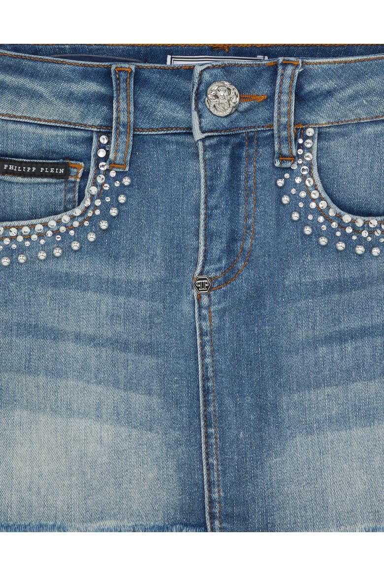 Denim Mini Skirt Rib Strass Girl, Alternate, color, Salt'N'Pepa