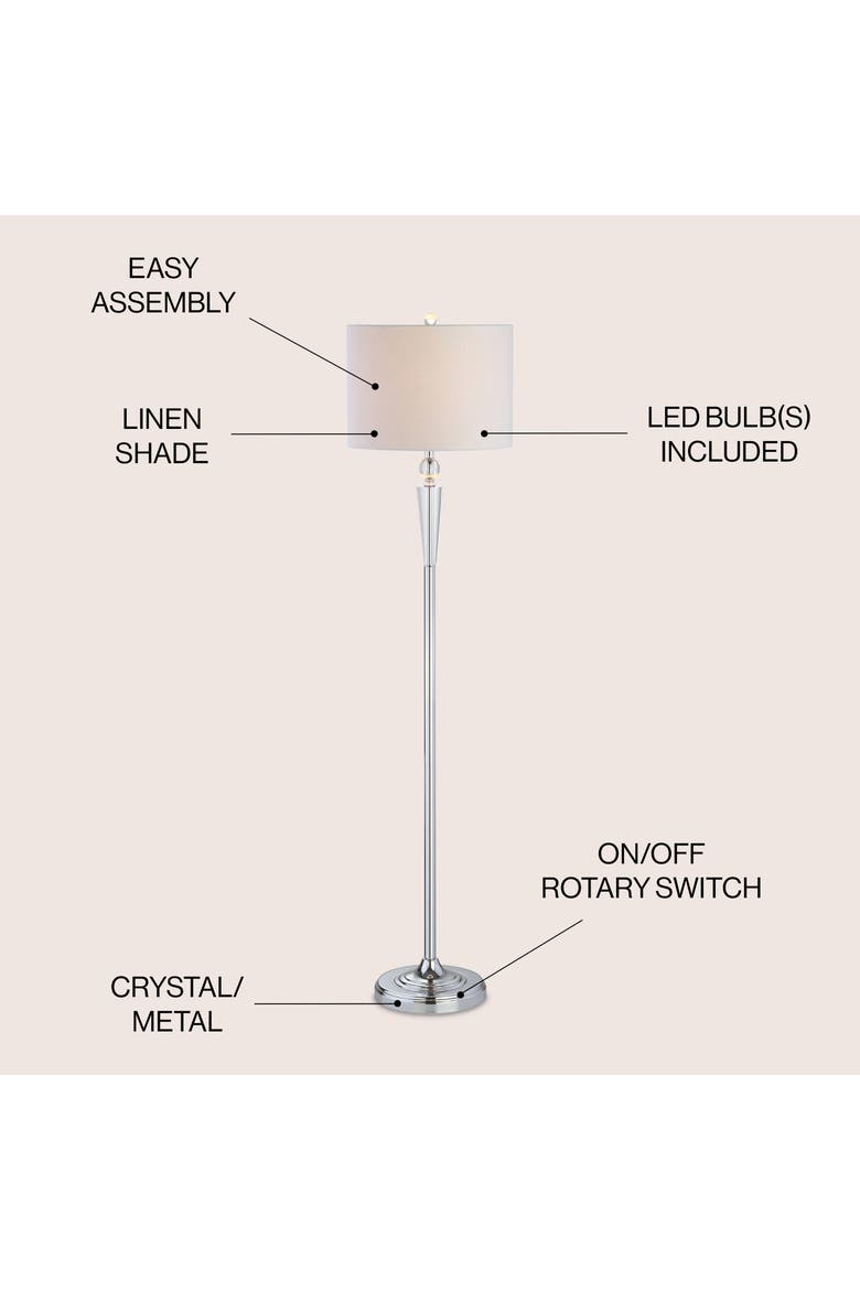 Reese Crystal LED Floor Lamp, Alternate, color, Chrome