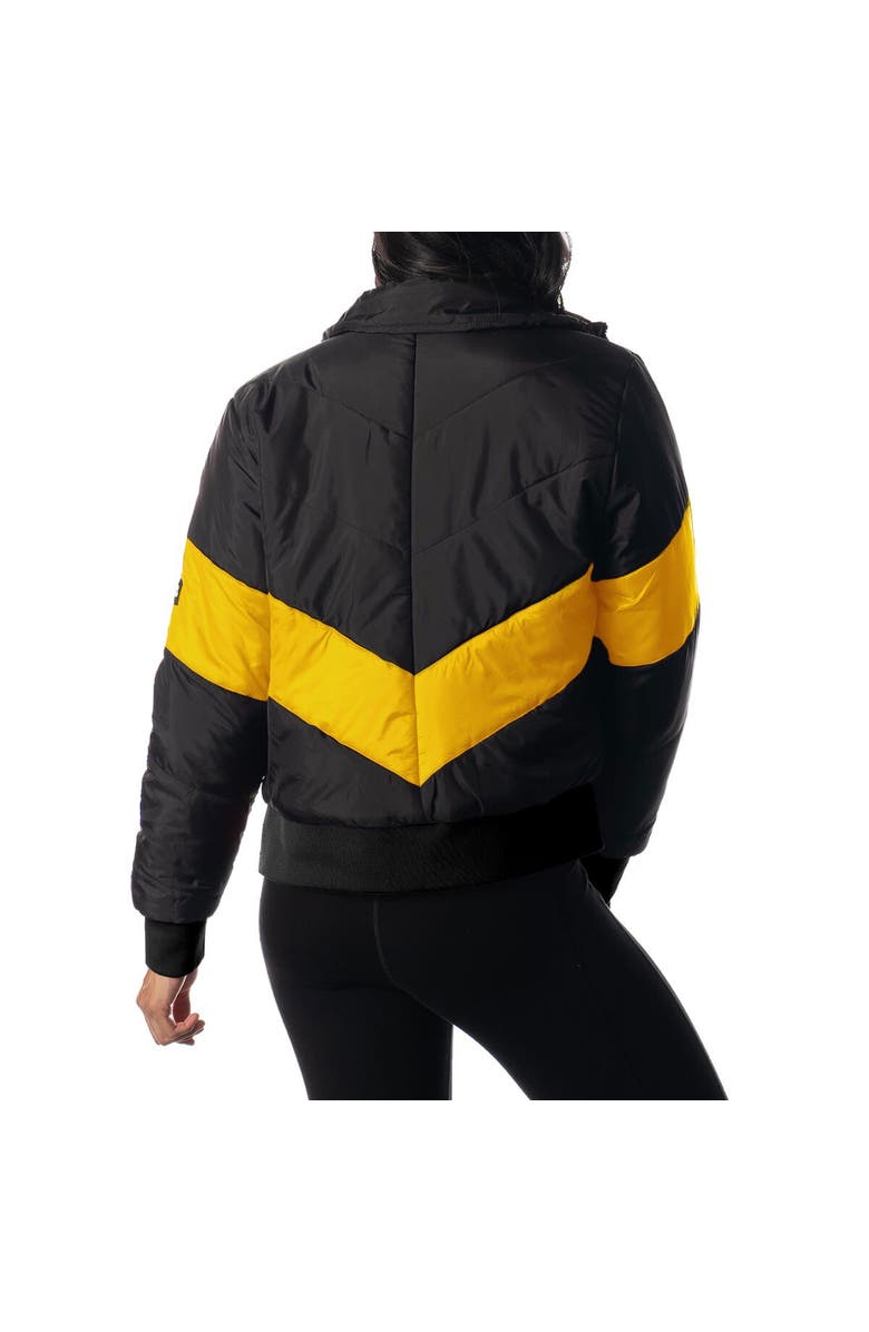 THE WILD COLLECTIVE Women's The Wild Collective  Black Pittsburgh Steelers Puffer Full-Zip Hoodie, Alternate, color, 