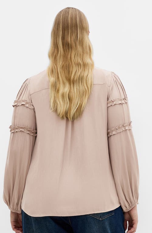 City Chic Ruffle Puff Sleevepeasant Blouse In Neutral