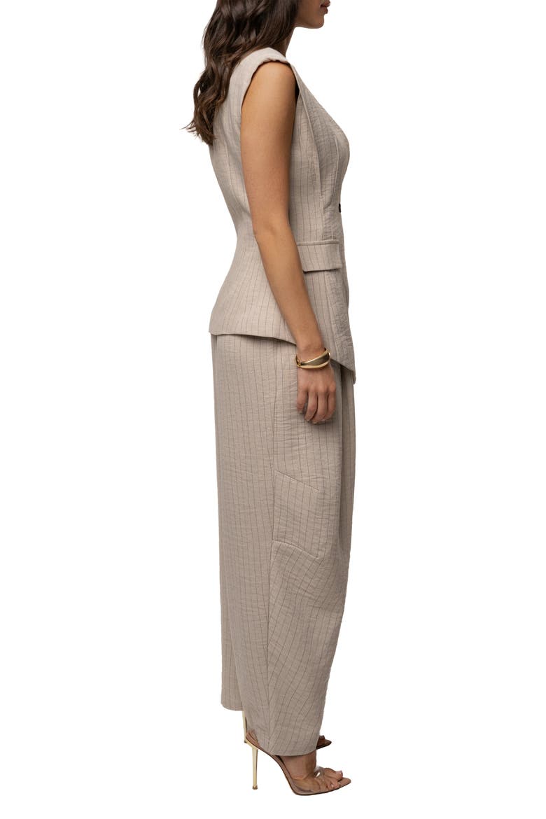 Power Pinstripe Pant Set, Alternate, color, Beige