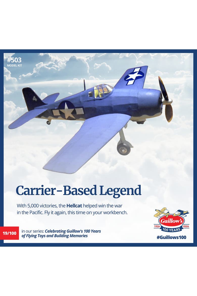 Flying Model Kit, F6F Hellcat, Classic Balsa Wood, Diy Building, Alternate, color, Multicolored