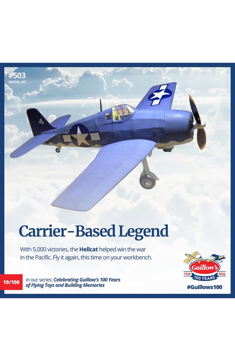 Guillow's Flying Model Kit, F6F Hellcat, Classic Balsa Wood, Diy Building, Alternate, color, Multicolored
