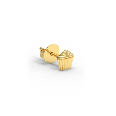 14K Yellow Gold Cupcake Stud