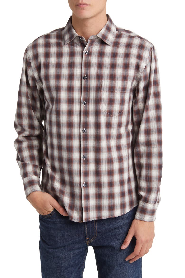 Tuscumbia Shadow Plaid Regular Fit Cotton Button-Up Shirt, Main, color, NATURAL/ BROWN MULTI