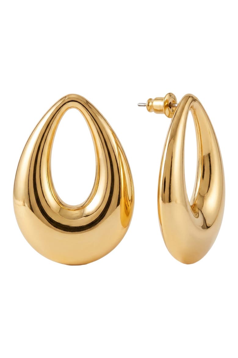 Chanda Teardrop Post Earrings, Main, color, Gold