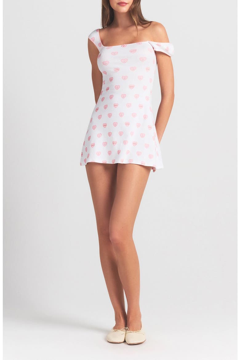 Pointelle Mini Nightgown, Alternate, color, SNOW LACE HEARTS