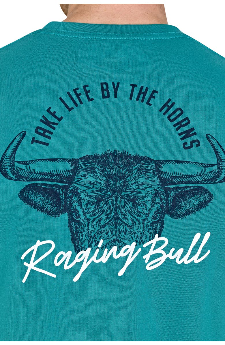 Raging Bull YFC Bull Horns Back Print T-Shirt, Alternate, color, Teal
