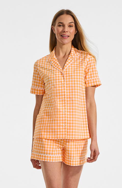Poplin 2 Piece Pajama Set - Short Sleeve Shirt and Shorts