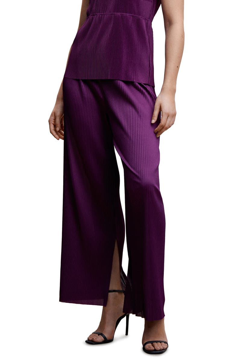 MANGO Pleated Palazzo Pants, Alternate, color,