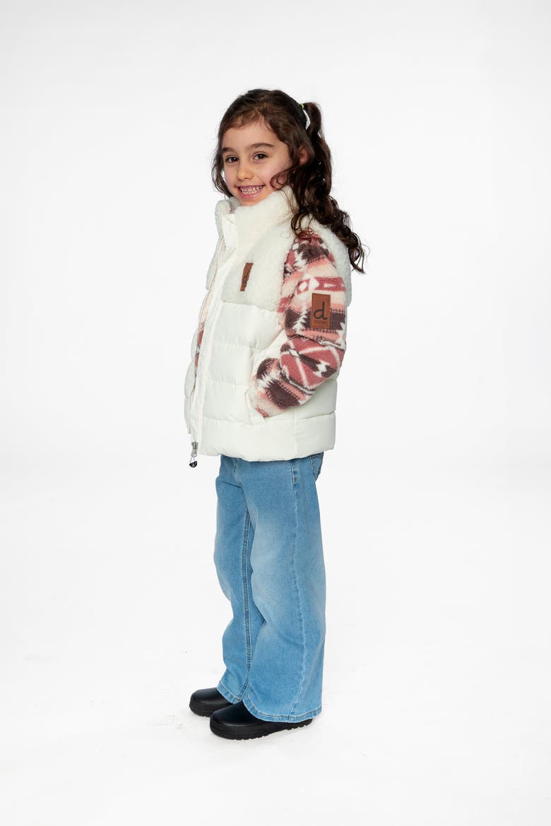 Sleeveless Mid-Season Fleece Quilted High Collar Vest, Alternate, color, Off-White