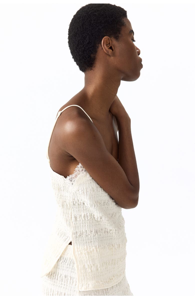 H&M Textured Jersey Strappy Top, Alternate, color, Ivory