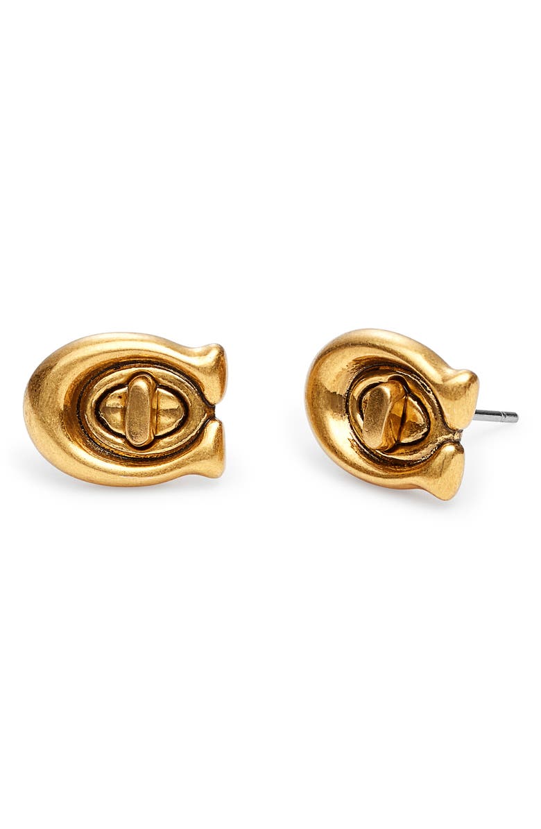 COACH Turnlock Stud Earrings, Main, color, 