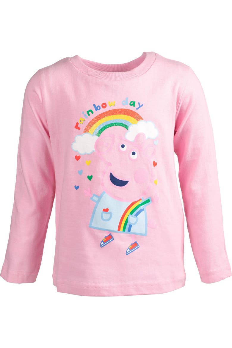 2-Pack Glitter Long Sleeve T-Shirts, Alternate, color, Peppa Pig Navy Pink