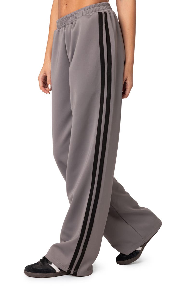 EDIKTED Robyn Side Stripe Track Pants, Alternate, color, Dark-Gray