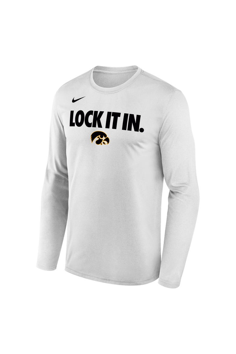 Men's Nike  White Iowa Hawkeyes 2026 On-Court Bench Long Sleeve T-Shirt, Alternate, color, White