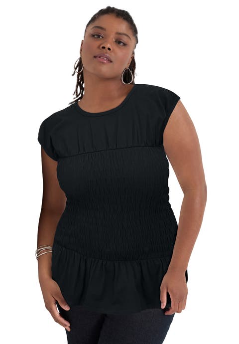 Smocked Peplum Top (Plus)