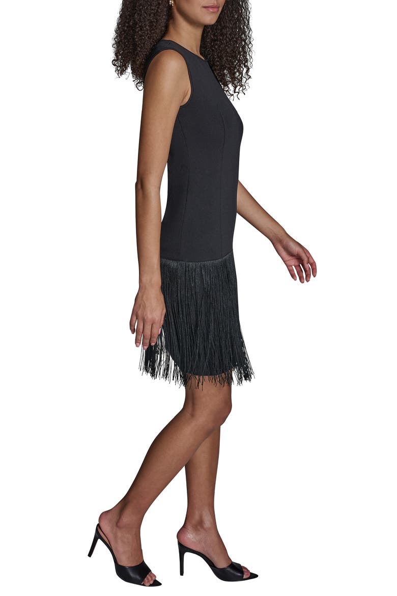 Fringe Sleeveless Minidress, Alternate, color, BLACK