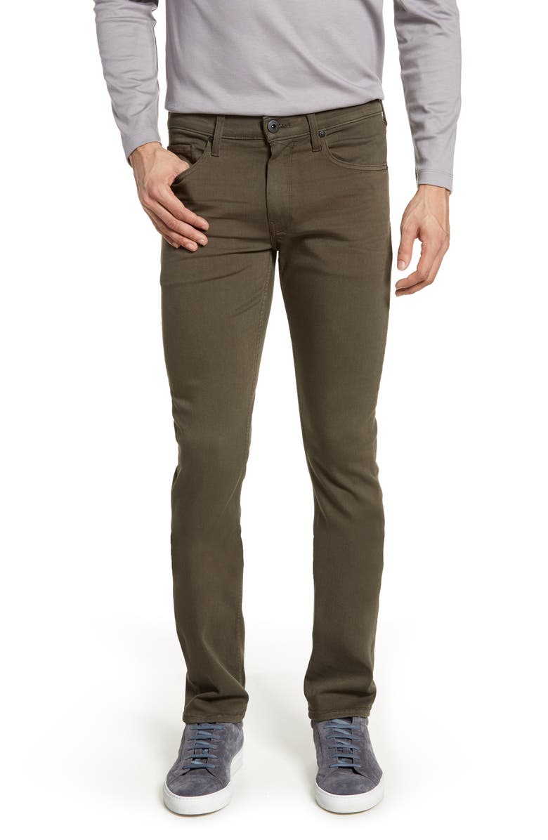 PAIGE Transcend Lennox Slim Tapered Leg Five Pocket Pants, Main, color, River Moss