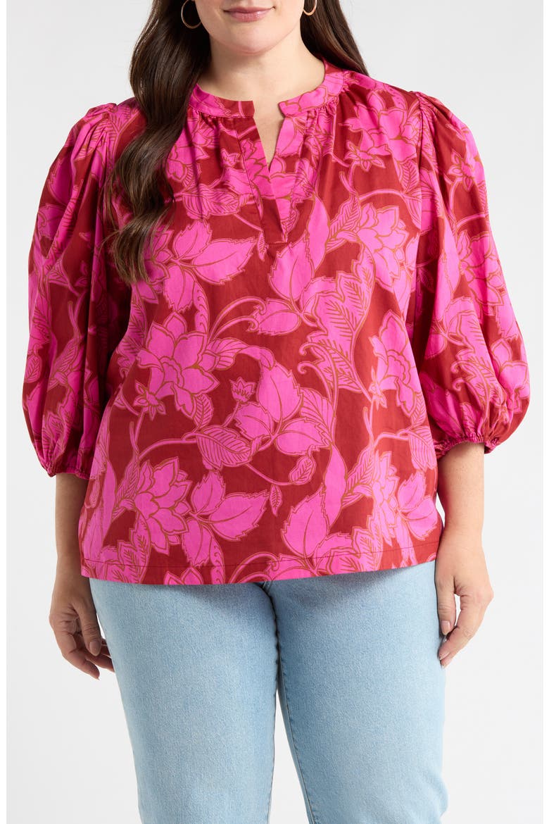 Craney Floral Print Top, Main, color, BURG-PINK
