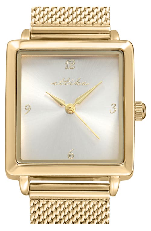 Ettika Square Case Mesh Strap Watch In Gold