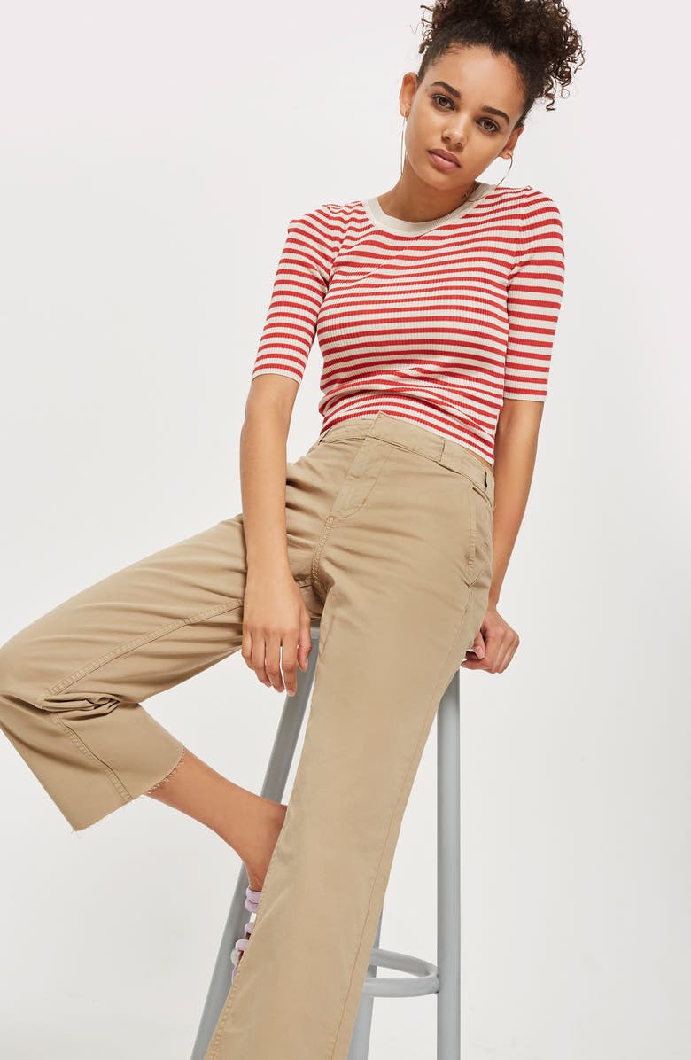 Topshop Raw Hem Straight Leg Chinos, Alternate, color,