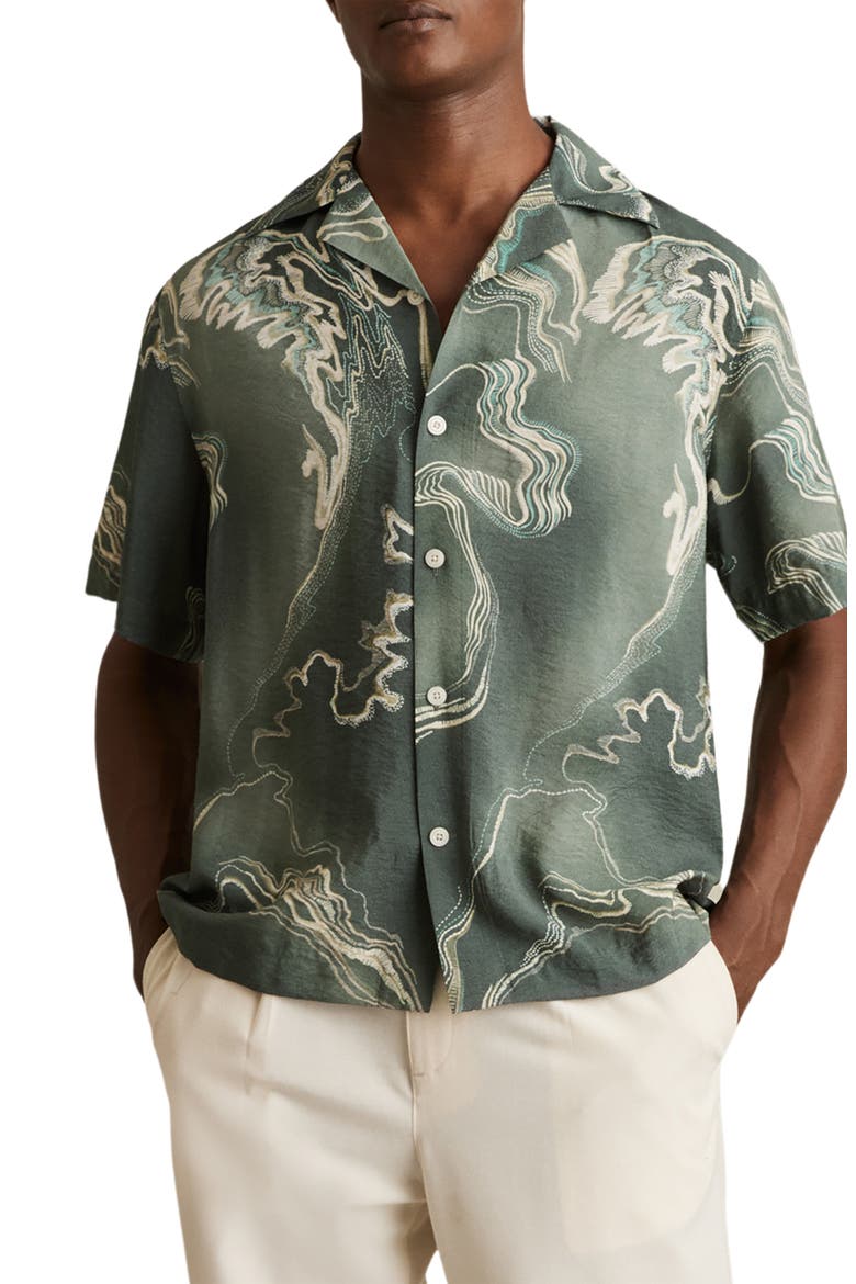 Marble Camp Shirt, Main, color, SAGE GREEN