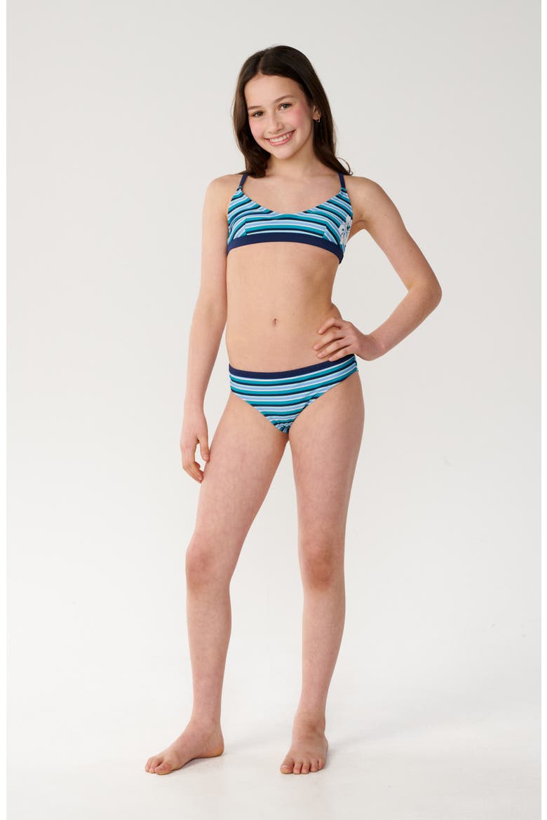 Kids' Tropical Stripe Two-Piece Swimsuit, Alternate, color, 150