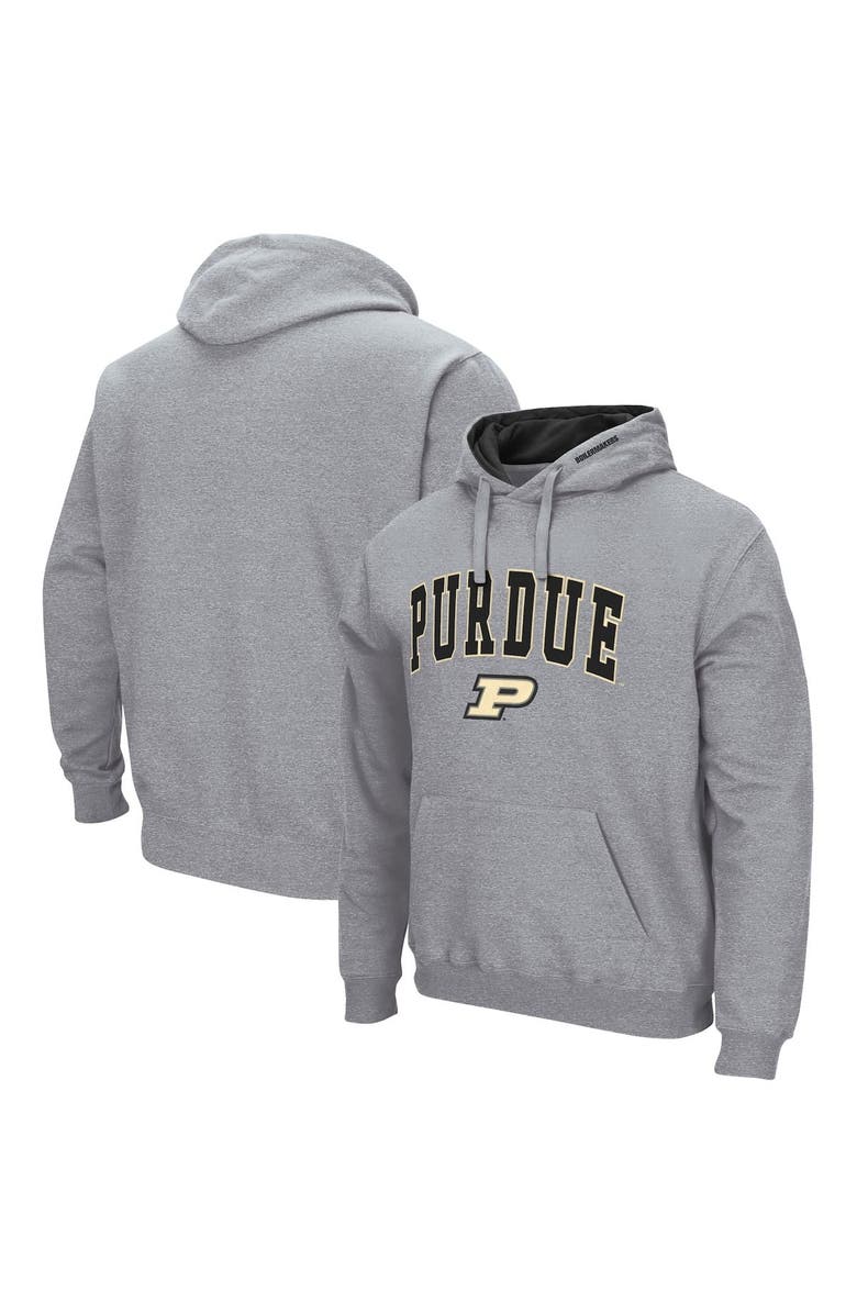 COLOSSEUM Men's Colosseum Heather Gray Purdue Boilermakers Arch & Logo 3.0 Pullover Hoodie, Main, color, Heather Gray