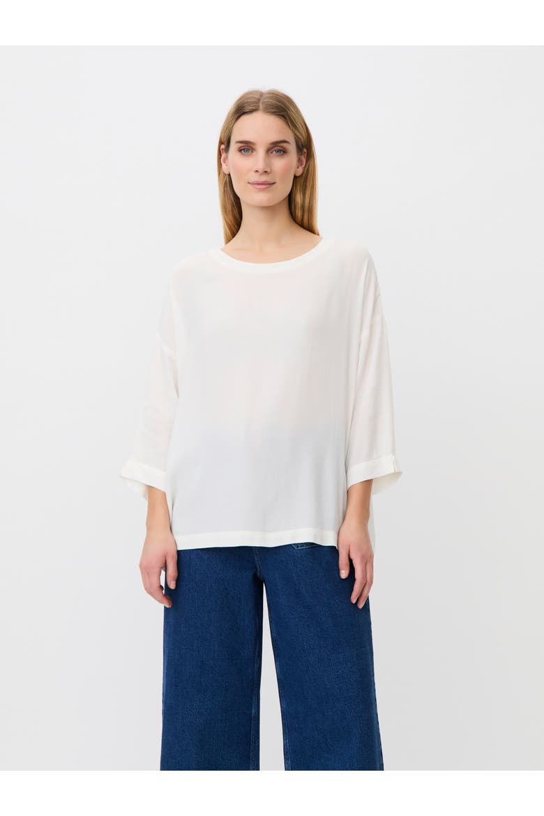 Mabecca Round Neck Draped Blouse, Main, color, Cream
