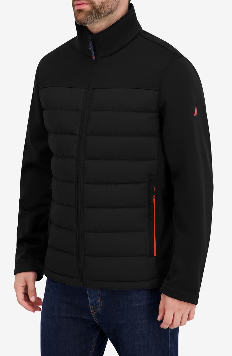 Nautica Transitional Water Resistant Mixed Media Jacket, Alternate, color, Black