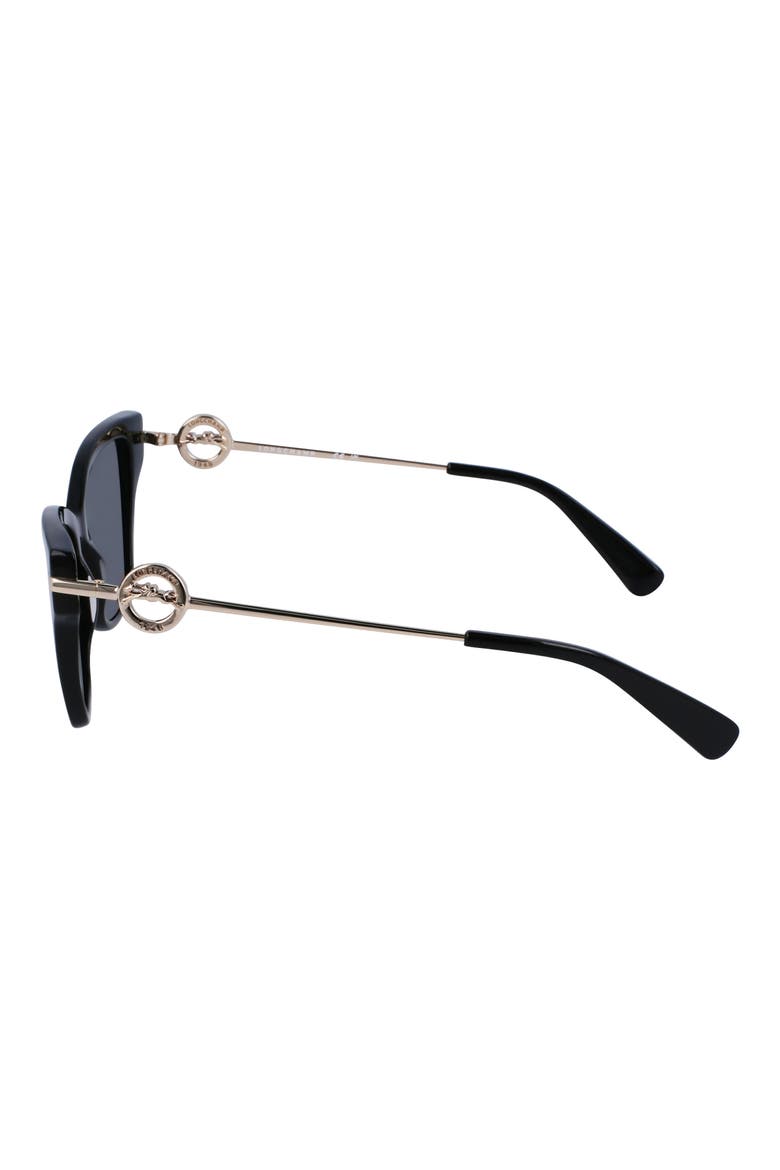 Medallion 52mm Modified Rectangular Sunglasses, Alternate, color, BLACK