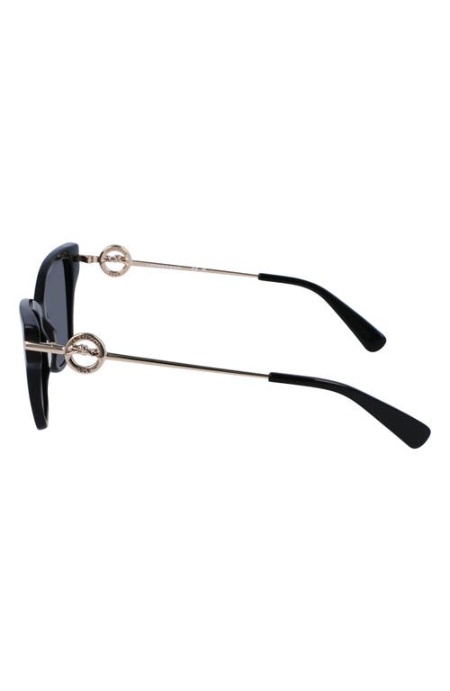 Longchamp Medallion 52mm Modified Rectangular Sunglasses In Black