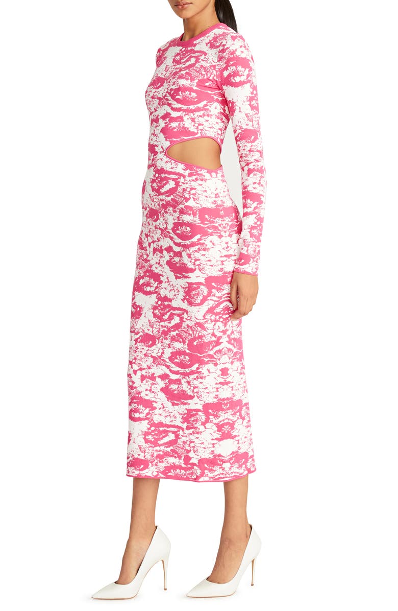 AMUR Cooper Cutout Long Sleeve Jacquard Midi Dress, Alternate, color, 