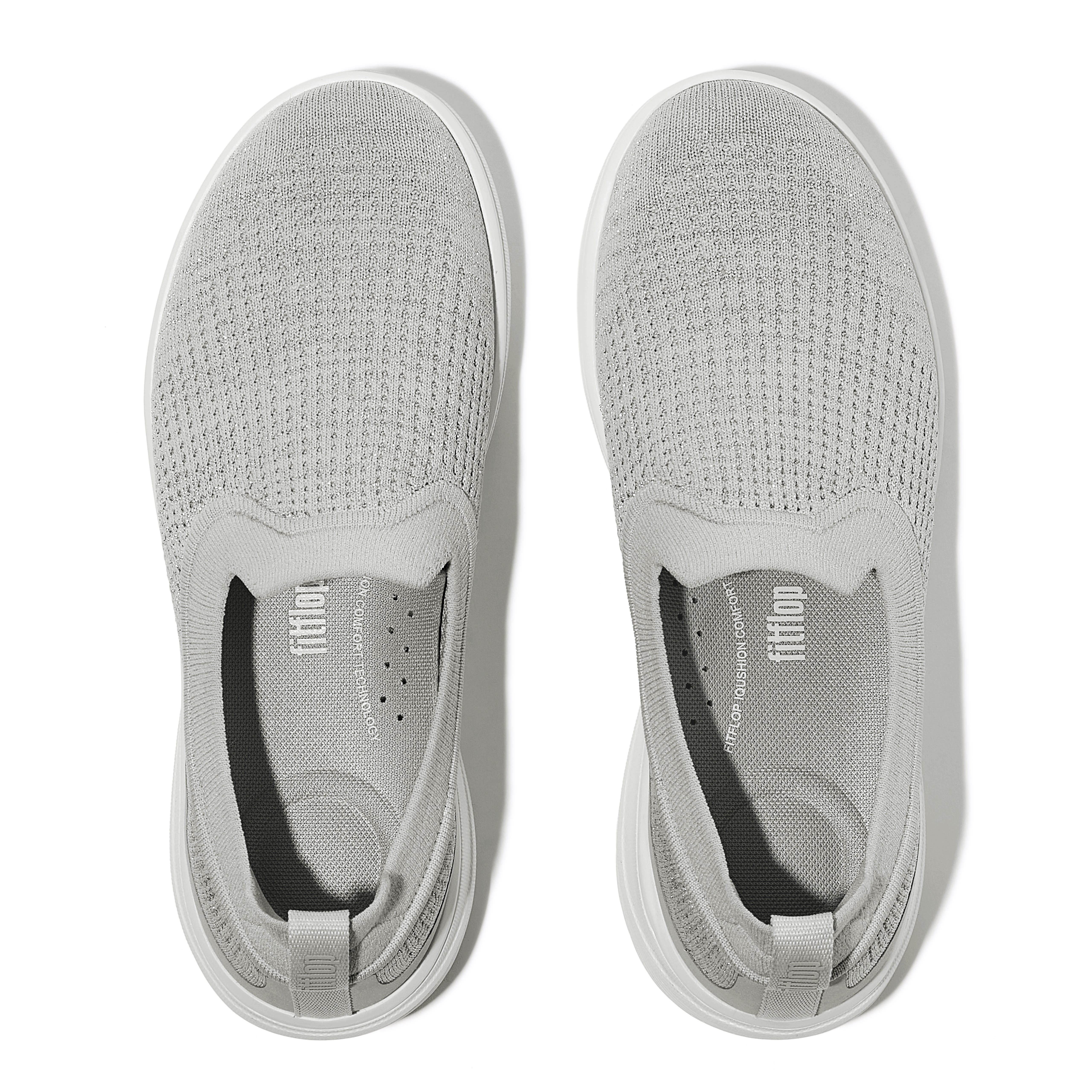 FitFlop Super-Q Knit Slip-Ons, Alternate, color, Arctic Grey/Silver