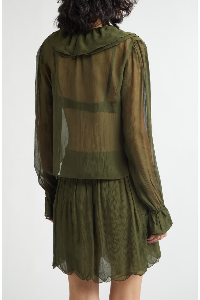 Flounce Ruffle Silk Top, Alternate, color, OLIVE