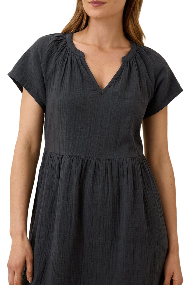 Organic Cotton Coastal Double Gauze Breezy Dress, Alternate, color, Black