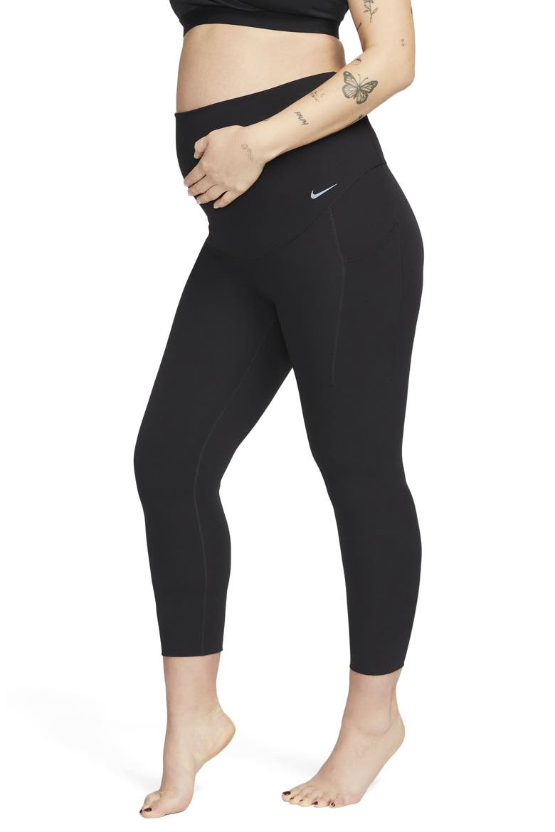 Zenvy Dri-FIT High Waist 7/8 Maternity Leggings, Main, color, BLACK