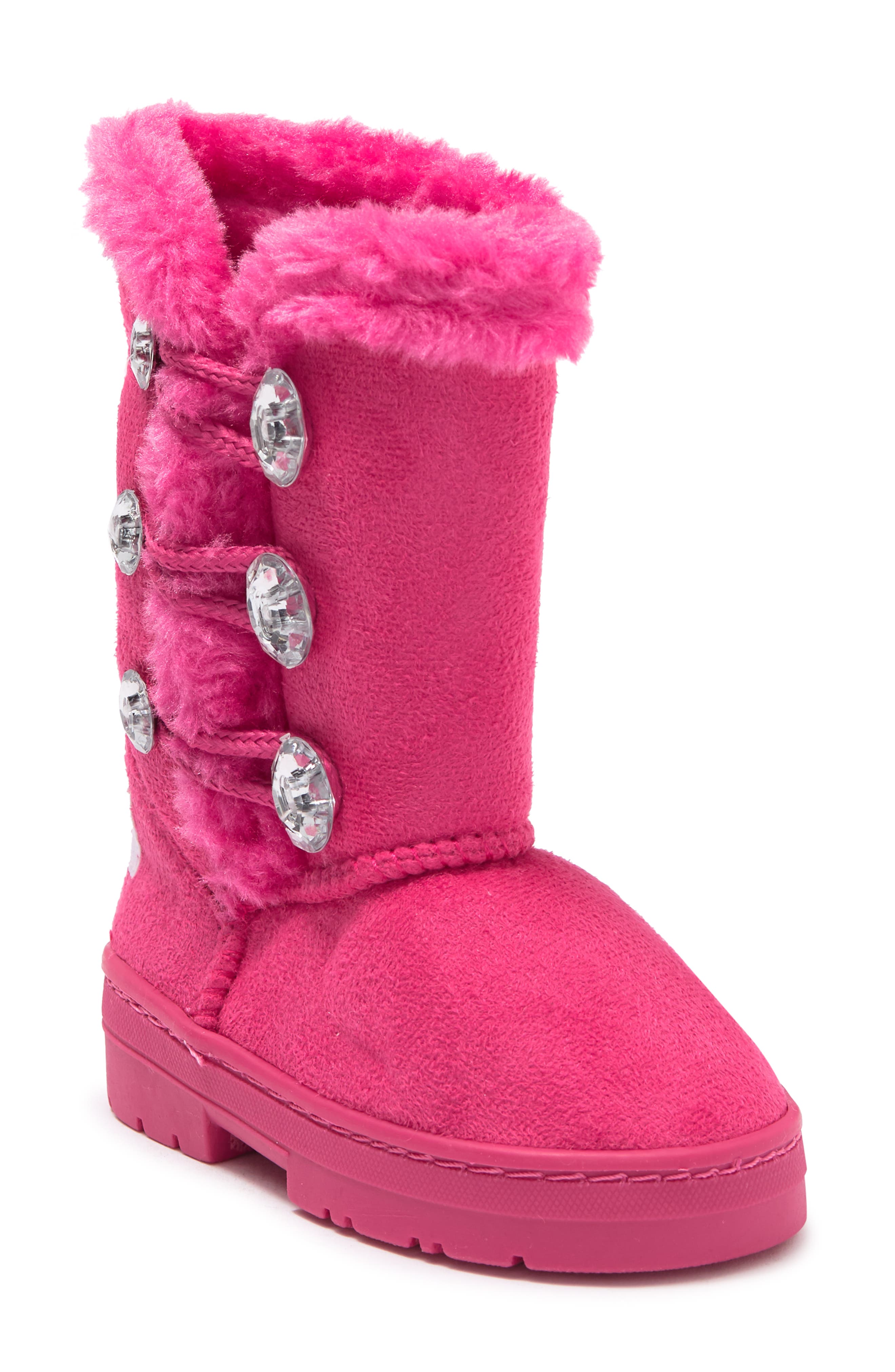 bebe Embellished Faux Fur Lined Winter Boot, Main, color, 