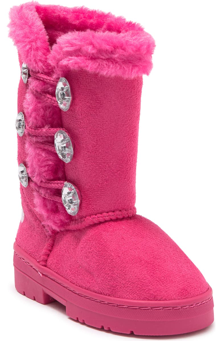 bebe Embellished Faux Fur Lined Winter Boot, Main, color,